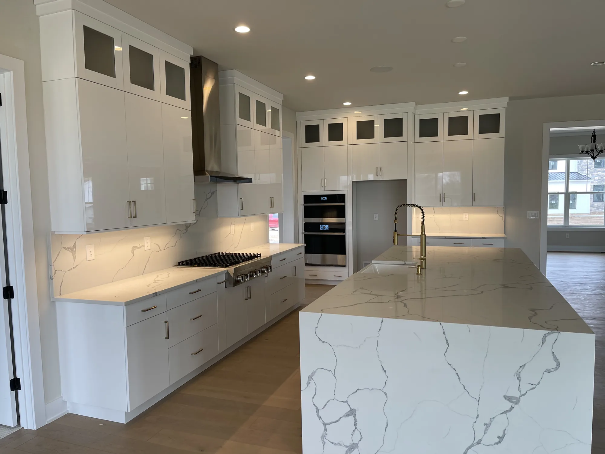 Calacatta Waterfall Counter Detail, Kitchen Detail
