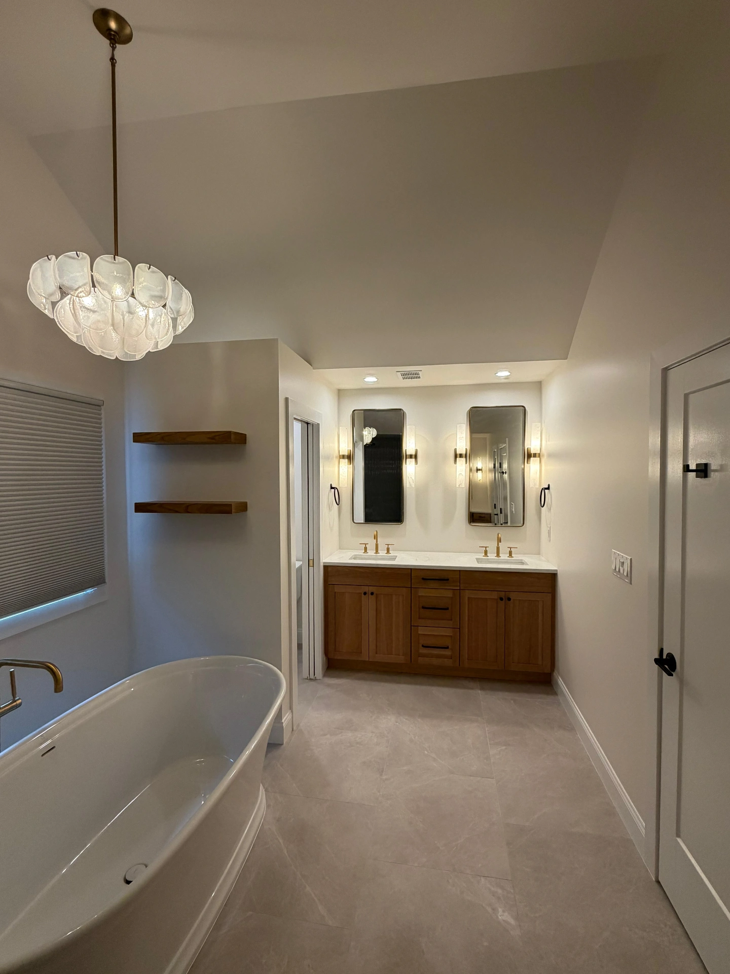 Custom finished basement with bright bath and tile work by A1 Brothers