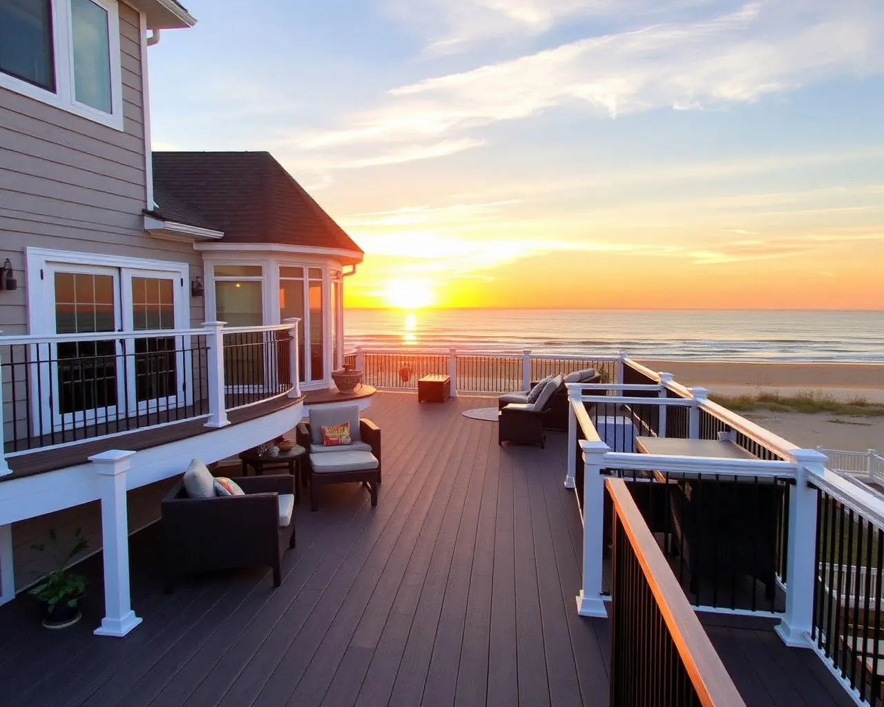Custom multi-level deck in Avalon, New Jersey